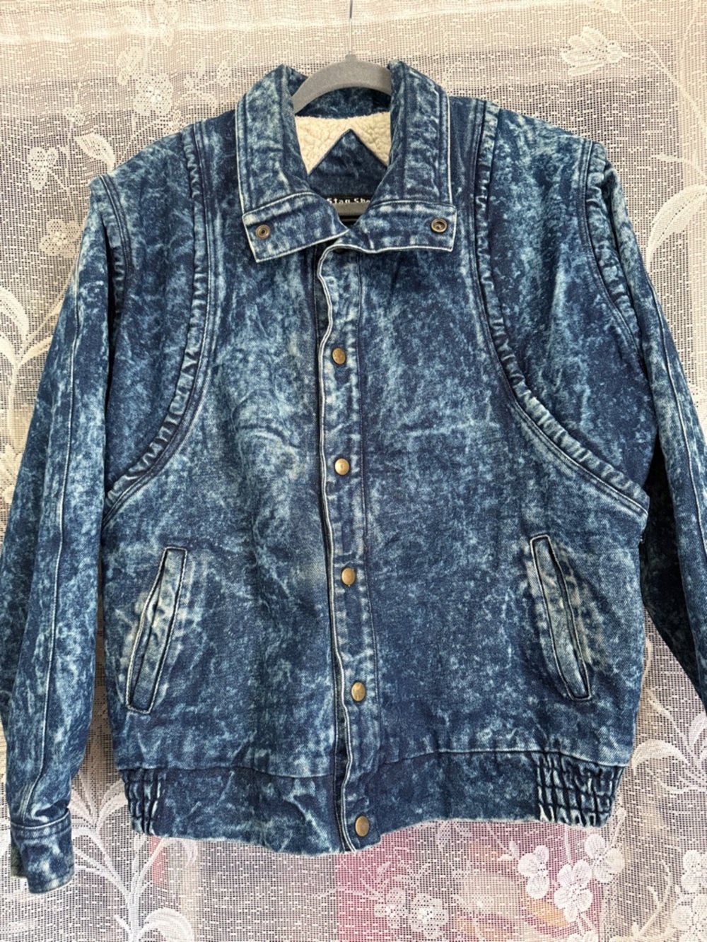 Vintage Blue Acid Wash Denim Sherpa lined jacket